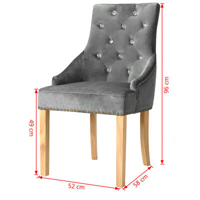 vidaXL Jídelní židle 2 ks stříbrné masivní dubové dřevo a samet