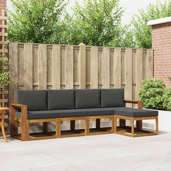 vidaXL Venkovn&iacute; pohovkov&aacute; souprava 5 pcs Přirozen&aacute; a Anthracitov&aacute;