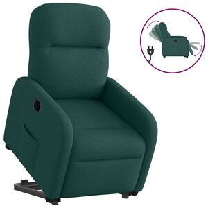 vidaXL Elektrick&eacute; zvedac&iacute; polohovac&iacute; křeslo tmavě zelen&eacute; textil