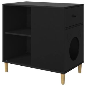 vidaXL Kočič&iacute; dům Čern&aacute; 72 x 42.5 x 70 cm kompozitn&iacute; dřevo