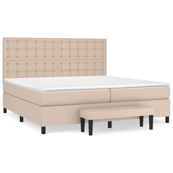 vidaXL Box spring postel s matrac&iacute; cappuccino 200 x 200 cm uměl&aacute; kůže