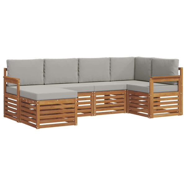 vidaXL Sedac&iacute; soupravy s pol&scaron;t&aacute;řem 6 pcs Př&iacute;rodn&iacute; a světle &scaron;ed&aacute;