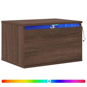 vidaXL N&aacute;stěnn&yacute; nočn&iacute; stolek s LED osvětlen&iacute;m hněd&yacute; dub