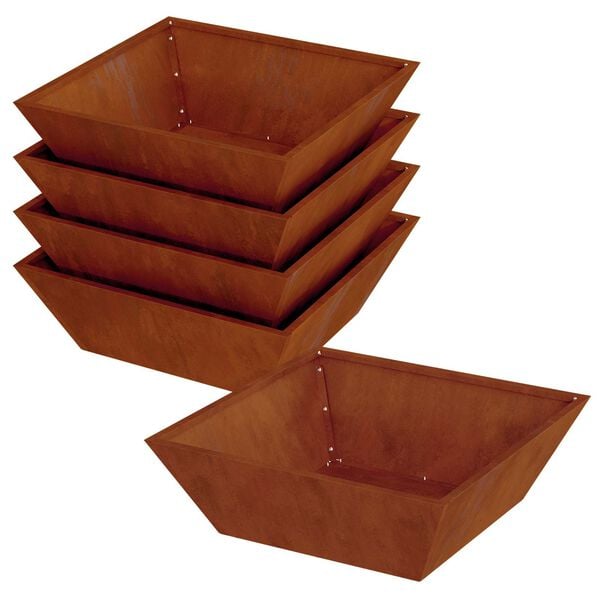 vidaXL Zahradn&iacute; pěstebn&iacute;k 5 pcs Rezav&aacute; 50 x 50 x 15 cm