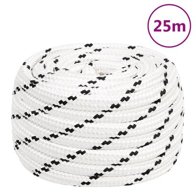vidaXL Splétané lodní lano bílé 15 mm x 25 m polyester