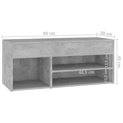 vidaXL Lavice s botníkem betonově šedá 80 x 30 x 45 cm dřevotříska