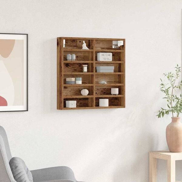 vidaXL Vitr&iacute;na s polic&iacute; Star&eacute; dřevo 60 x 8,5 x 58 cm kompozitn&iacute; dřevo