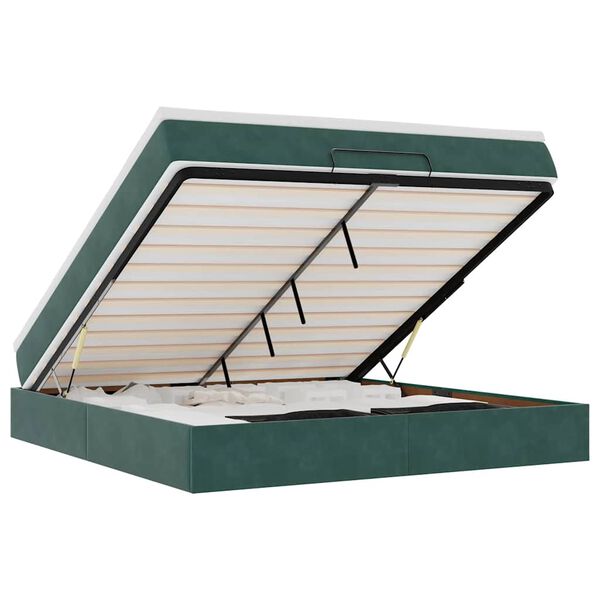 vidaXL Osmansk&yacute; r&aacute;m postele s matrac&iacute; tmavě zelen&aacute; 160x200cm samet