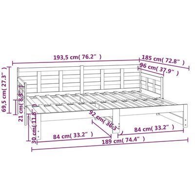 vidaXL Výsuvná postel masivní borovice 2x (90 x 190) cm