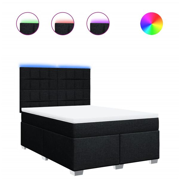 vidaXL Box spring postel s matrac&iacute; čern&aacute; 140 x 190 cm textil