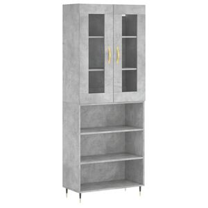 vidaXL Skř&iacute;ň highboard betonově &scaron;ed&aacute; 69,5x34x180 cm kompozitn&iacute; dřevo