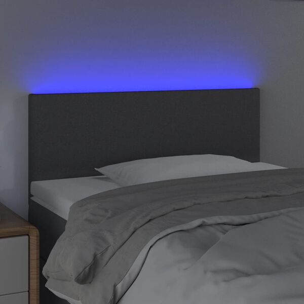 vidaXL Čelo postele s LED tmavě šedé 100x5x78/88 cm textil