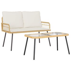 vidaXL Zahradn&iacute; j&iacute;deln&iacute; souprava s pol&scaron;t&aacute;řem 2 pcs Př&iacute;rodn&iacute; polyratan