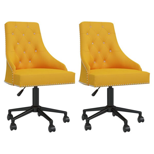 vidaXL Otočn&eacute; j&iacute;deln&iacute; židle 2 ks žlut&eacute; samet