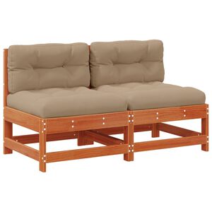 vidaXL Středn&iacute; pohovka do zahrady Masivn&iacute; borovice Voskově Hněd&aacute;