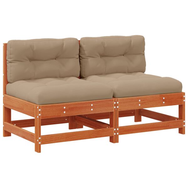 vidaXL Středn&iacute; pohovka do zahrady Masivn&iacute; borovice Voskově Hněd&aacute;