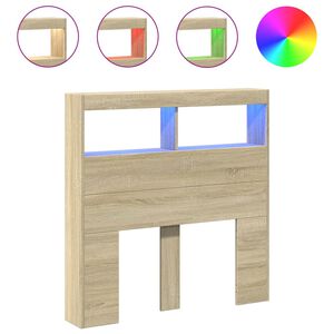 vidaXL Čelo postele s &uacute;ložn&yacute;m prostorem a LED dub sonoma 100x17x102 cm