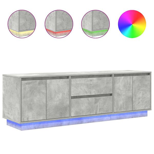 vidaXL TV skř&iacute;ňka s LED osvětlen&iacute;m betonově &scaron;ed&aacute; 160,5x41x50 cm