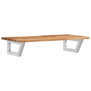 vidaXL Deska pod umyvadlo nástěnná ocel a masivní akáciové dřevo