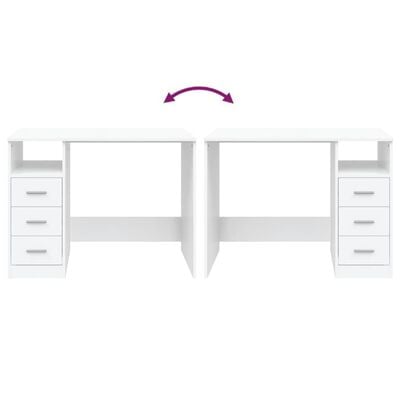 vidaXL Psací stůl se zásuvkami bílý 102 x 50 x 76 cm kompozitní dřevo