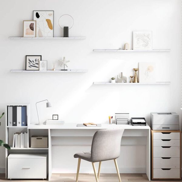 vidaXL N&aacute;stěnn&aacute; polička s polic&iacute; 4 pcs B&iacute;l&yacute; mramor 115 x 9 x 3 cm