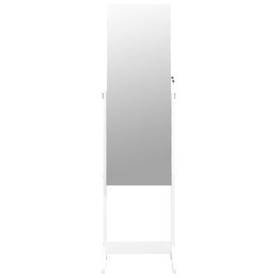vidaXL Zrcadlová šperkovnice volně stojící bílá 42 x 38 x 152 cm