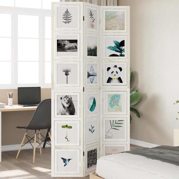 vidaXL Paraván 3dílný bílý masivní dřevo pavlovnie