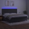 vidaXL Box spring postel s matrac&iacute; a LED tmavě &scaron;ed&aacute; 200x200 cm samet