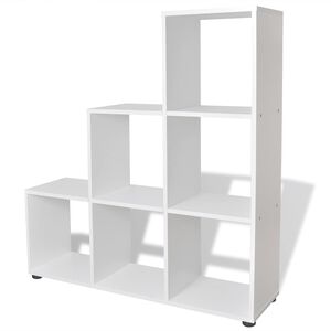 vidaXL Schodovit&aacute; knihovna / police k vystavov&aacute;n&iacute; 107 cm b&iacute;l&aacute;