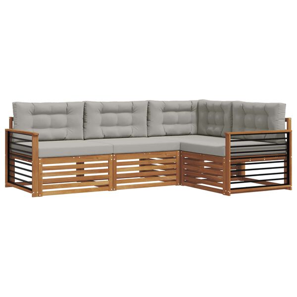 vidaXL Venkovn&iacute; pohovkov&aacute; souprava 4 pcs Př&iacute;rodn&iacute; a světle &scaron;ed&aacute;