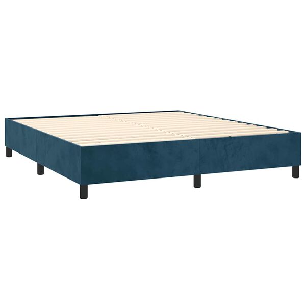 vidaXL Box spring postel s matrac&iacute; tmavě modr&aacute; 160x200 cm samet