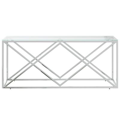 vidaXL Konferenční stolek 110 x 45 x 45 cm nerezová ocel a sklo