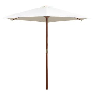 vidaXL Slunečn&iacute;k 270 x 270 cm s dřevěnou tyč&iacute; kr&eacute;mově b&iacute;l&yacute;