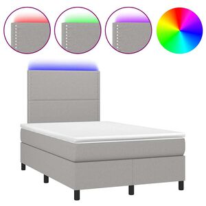 vidaXL Box spring postel s matrac&iacute; a LED světle &scaron;ed&aacute; 120x190 cm textil