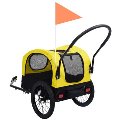 vidaXL Vozík pro psa za kolo a na běhání 2 v 1 žlutý a černý