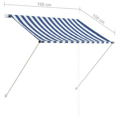vidaXL Zatahovací markýza 100 x 150 cm modrobílá