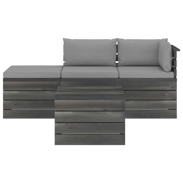 vidaXL 4d&iacute;ln&aacute; zahradn&iacute; sedac&iacute; souprava z palet + podu&scaron;ky borov&eacute; dřevo