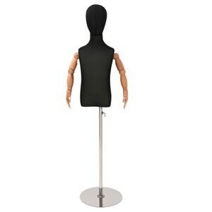 vidaXL Nastaviteln&yacute; manek&yacute;n 120-150 cm s podstavcem Unisex PP Čern&aacute;