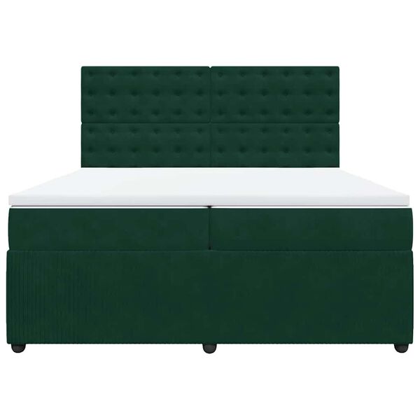 vidaXL Box spring postel s matrac&iacute; tmavě zelen&aacute; 200x200 cm samet