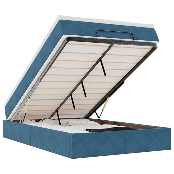 vidaXL Osmansk&yacute; r&aacute;m postele s matrac&iacute; tmavě modr&aacute; 120x200cm samet