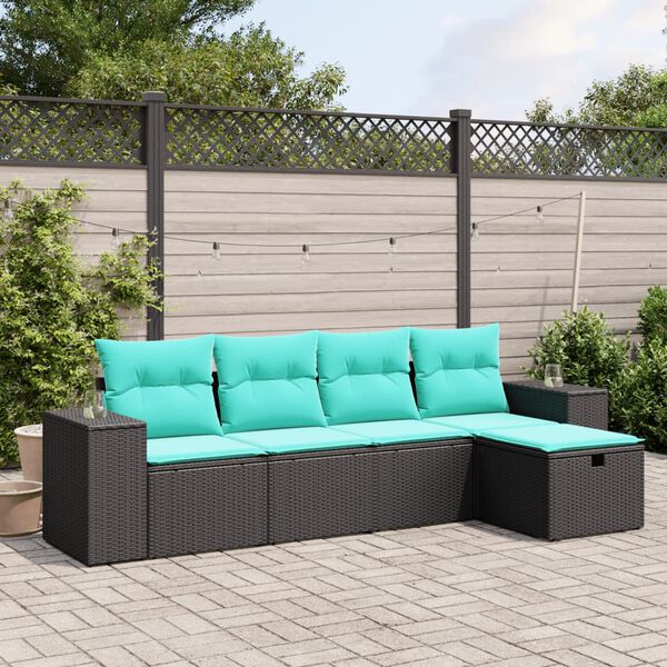 vidaXL 5dílná zahradní sedací souprava s poduškami šedá polyratan