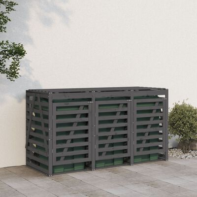 vidaXL Úložný box na tři popelnice šedý masivní borové dřevo