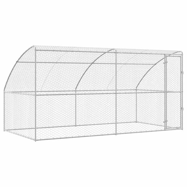 vidaXL Ps&iacute; kennel s &uacute;loži&scaron;těm 2 pcs Stř&iacute;brn&aacute; 4 x 2 x 2 m Ocel