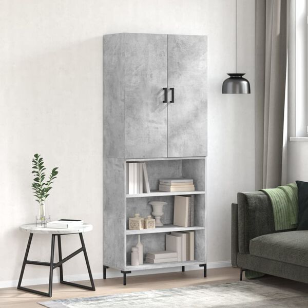 vidaXL Skř&iacute;ň highboard betonově &scaron;ed&aacute; 69,5x34x180 cm kompozitn&iacute; dřevo