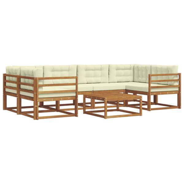 vidaXL Venkovn&iacute; pohovkov&aacute; souprava 7 pcs Přirozen&aacute; a Kr&eacute;mov&aacute;