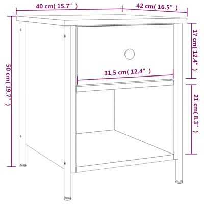 vidaXL Noční stolek kouřový dub 40 x 42 x 50 cm kompozitní dřevo