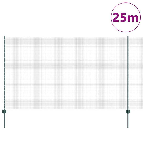 vidaXL Plot s sloupkem Zelen&aacute; 1,4 x 25 m Ocel a PVC