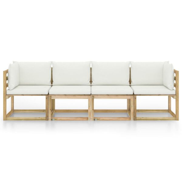 vidaXL 4m&iacute;stn&aacute; zahradn&iacute; pohovka s kr&eacute;mov&yacute;mi podu&scaron;kami