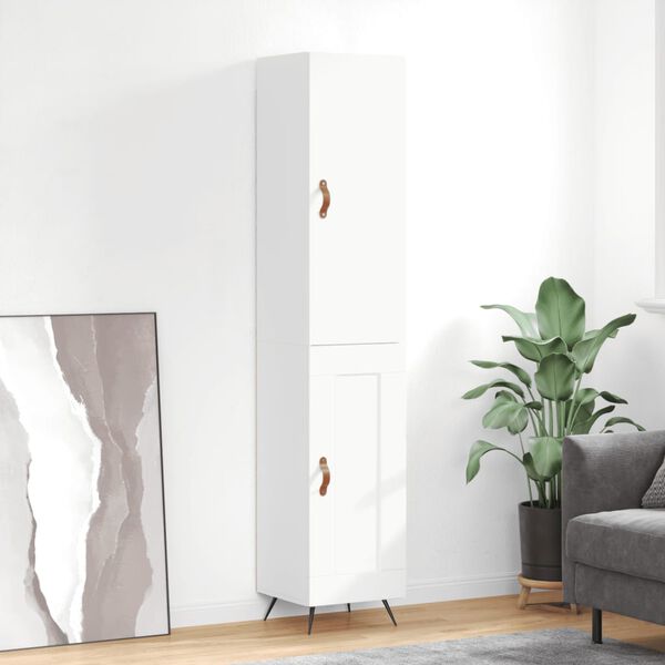 vidaXL Skř&iacute;ň highboard b&iacute;l&aacute; s vysok&yacute;m leskem 34,5x34x180 cm kompozit