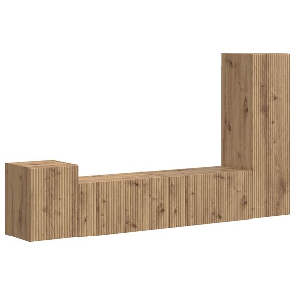 vidaXL Sestava TV skř&iacute;něk 4 pcs Artisanov&yacute; dub kompozitn&iacute; dřevo